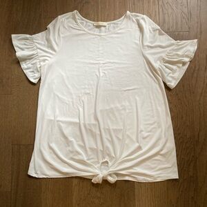 Women’s Entro White Tie Front Shirt-Size Large